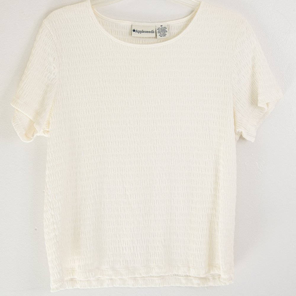 Appleseed's Casual Women's Short Sleeved Beige Top Size Medium